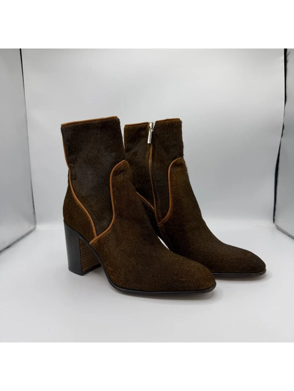 ALESSANDRO VASINI Block Heel Ankle Boots Pointed Toe Women Size 39